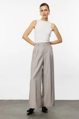 Stone Pleated Palazzo Trousers - 1