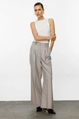 Stone Pleated Palazzo Trousers - 4
