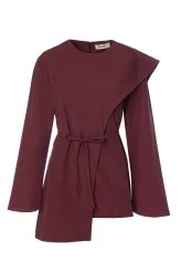 Burgundy Scarf Detailed Poplin Blouse - 9