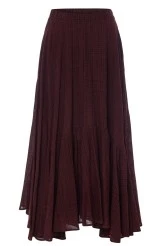 Bordo Büzgülü Maxi Etek - 8