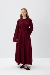 Bordo Kloş Etekli Elbise - 4
