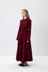 Bordo Kloş Etekli Elbise - 6
