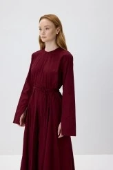 Bordo Kloş Etekli Elbise - 3