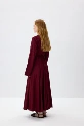 Bordo Kloş Etekli Elbise - 7