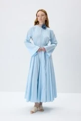 Soft Blue Fit-and-Flare Dress - 3