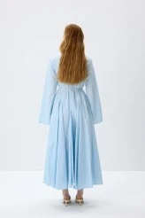 Soft Blue Fit-and-Flare Dress - 8