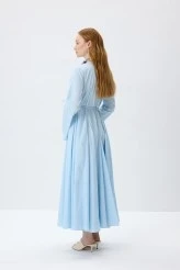 Soft Blue Fit-and-Flare Dress - 7
