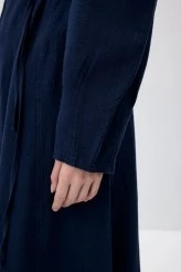 Navy Blue Natural Textured Cotton Dress - 7