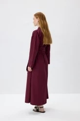 Burgundy Belted Shirt Dress - 8