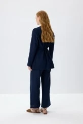 Navy Blue Natural Shirt with Adjustable Waist - 8