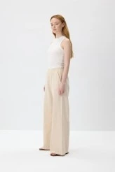 Natural Textured Pintuck Trousers - 4