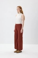 Terracota Natural Textured Pintuck Trousers - 4