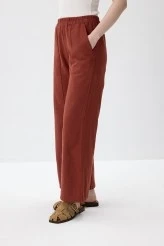 Terracota Natural Textured Pintuck Trousers - 3