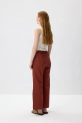 Terracota Natural Textured Pintuck Trousers - 6