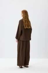 Kahve Oversize Rahat Kesim Pantolonlu Takım - 7