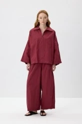 Vişne Oversize Rahat Kesim Pantolonlu Takım - 1