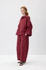 Vişne Oversize Rahat Kesim Pantolonlu Takım - 3