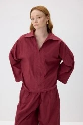 Vişne Oversize Rahat Kesim Pantolonlu Takım - 5
