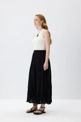 Black Crushed Voile Skirt - 4
