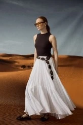 White Ruched Maxi Skirt - 4