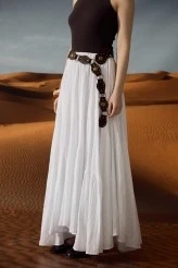 White Ruched Maxi Skirt - 7
