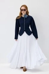 White Ruched Maxi Skirt - 2