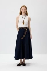 Parçalı Denim Etek - 2