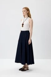 Parçalı Denim Etek - 4