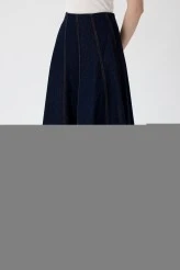 Parçalı Denim Etek - 5