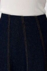 Parçalı Denim Etek - 6