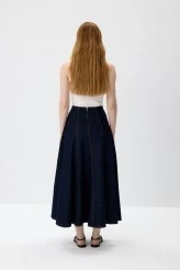 Parçalı Denim Etek - 8