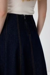 Parçalı Denim Etek - 7