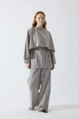 Stone Drape Neck Design Blouse - 2