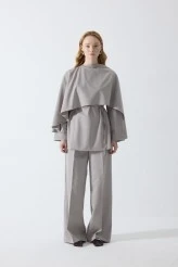 Stone Drape Neck Design Blouse - 1