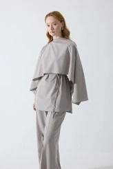 Stone Drape Neck Design Blouse - 5