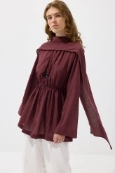 Bordo Seyyar Şallı Vual Tunik - 1