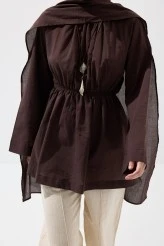 Acı Kahve Seyyar Şallı Vual Tunik - 5