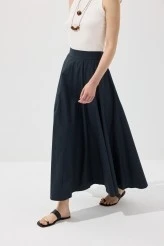 Lacivert Parçalı Poplin Etek - 7