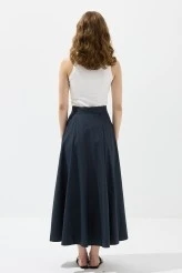 Lacivert Parçalı Poplin Etek - 8