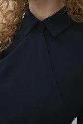 Navy Blue Belted Wrap Shirt - 7