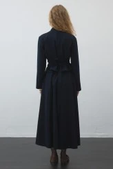Navy Blue Belted Wrap Shirt - 8