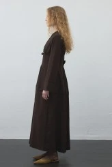 Dark Brown Pleated-Waist Dress - 5