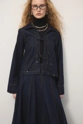 Front Tie-Up Denim Jacket - 1