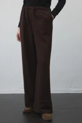 Acı Kahve Lastik Belli Dökümlü Pantolon - 5