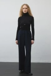 Lacivert Lastik Belli Dökümlü Pantolon - 3