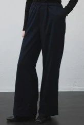 Lacivert Lastik Belli Dökümlü Pantolon - 5