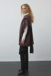 Mürdüm Kaşe Dokulu Şallı Yelek - 3