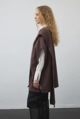 Mürdüm Kaşe Dokulu Şallı Yelek - 4