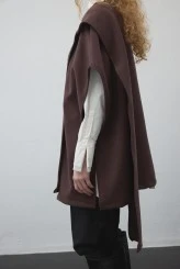 Mürdüm Kaşe Dokulu Şallı Yelek - 6