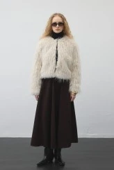 Ecru Faux Fur Coat - 3